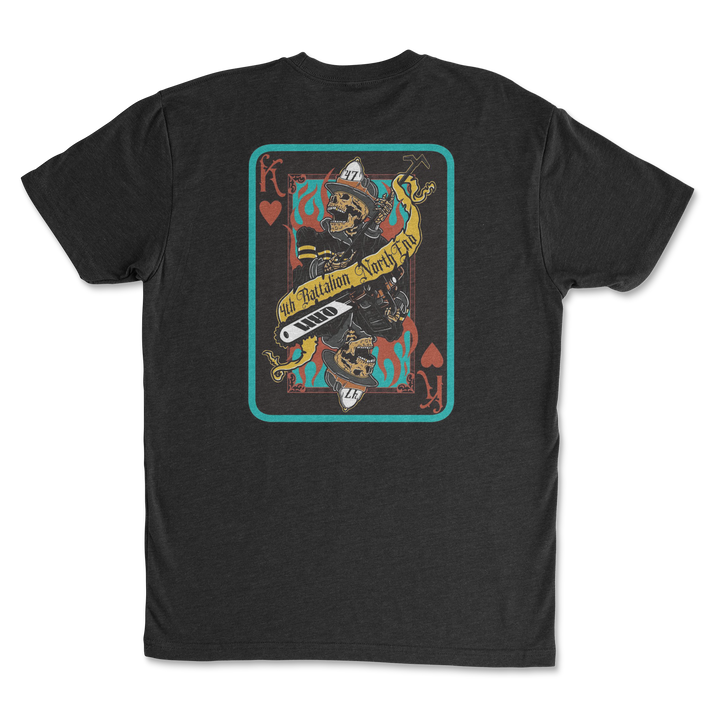 Palm Beach County Rescue 47 Short Sleeve Black Crew Neck Poker Card Design 60/40 Poly Cotton