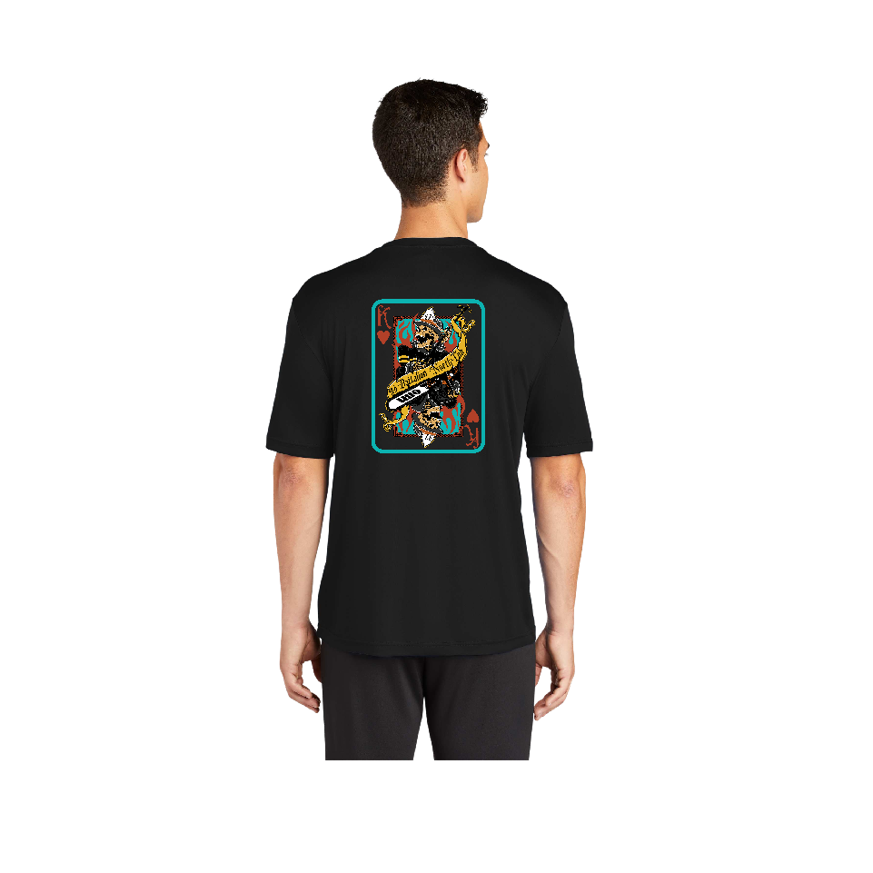 Palm Beach County Rescue 47 Short Sleeve Black Crew Neck Poker Card Design 100% Poly Moisture wicking