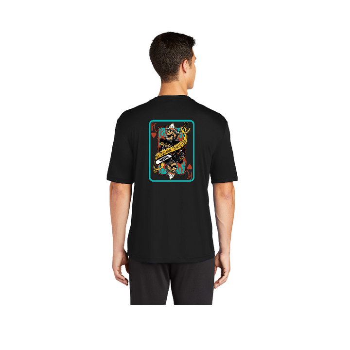 Palm Beach County Rescue 47 Short Sleeve Black Crew Neck Poker Card Design 100% Poly Moisture wicking