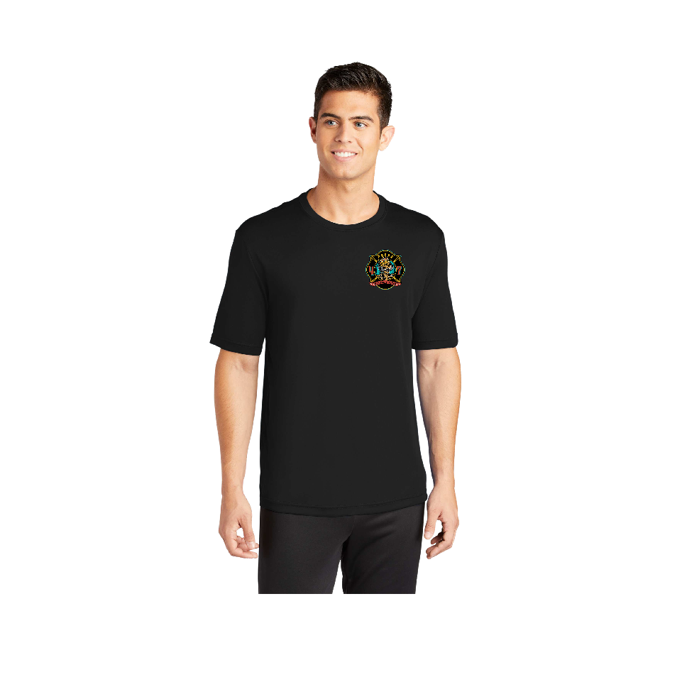 Palm Beach County Rescue 47 Short Sleeve Black Crew Neck Poker Card Design 100% Poly Moisture wicking