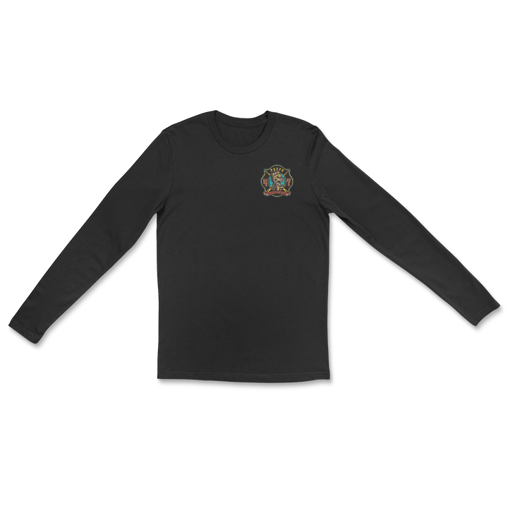 Palm Beach County Rescue 47 Long Sleeve Black Crew Neck Poker Card Design 100% Cotton