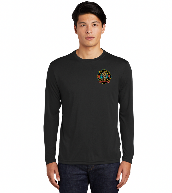 Palm Beach County Rescue 47 Long Sleeve Black Crew Neck Poker Card Design 100% Poly Moisture wicking