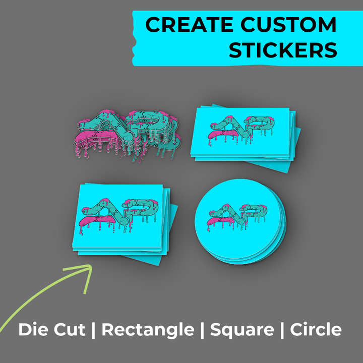 Custom Stickers & Decals – Die Cut, Circle, Square, Rounded Corner & Contour Cut (Multiple Sizes & Quantities) Glossy Laminated