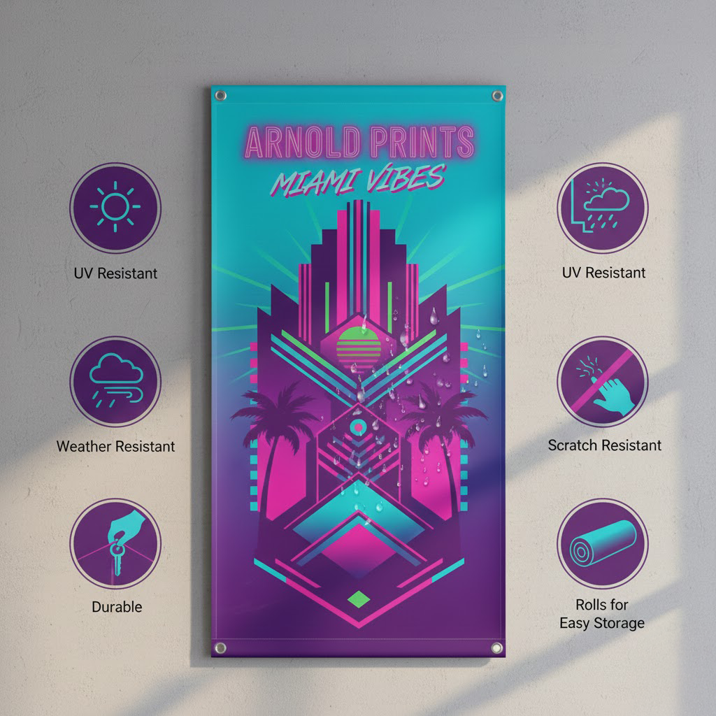 Custom 13oz vinyl banner with grommets from Arnold Prints