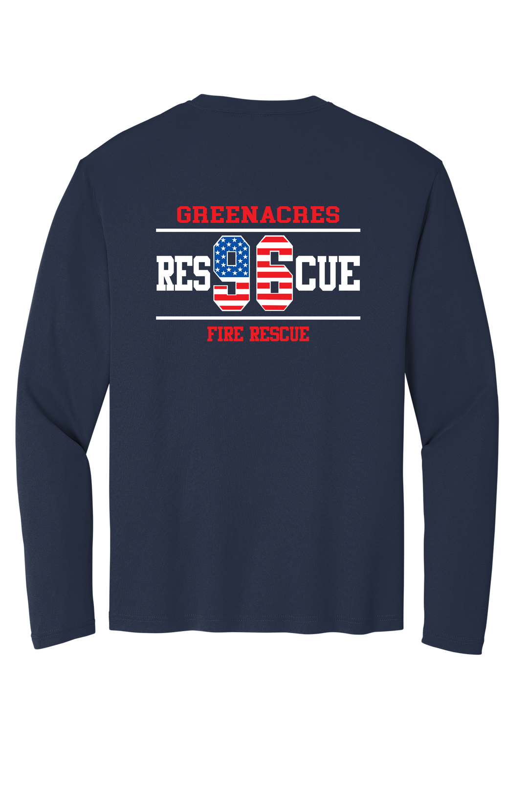 GFR R96 Flag Design Greenacres R96 Flag Design ST350LS 100% Polyester Moisture Wicking Long Sleeve Crewneck