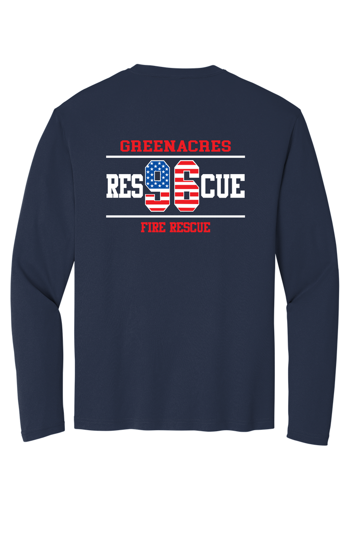 GFR R96 Flag Design Greenacres R96 Flag Design ST350LS 100% Polyester Moisture Wicking Long Sleeve Crewneck
