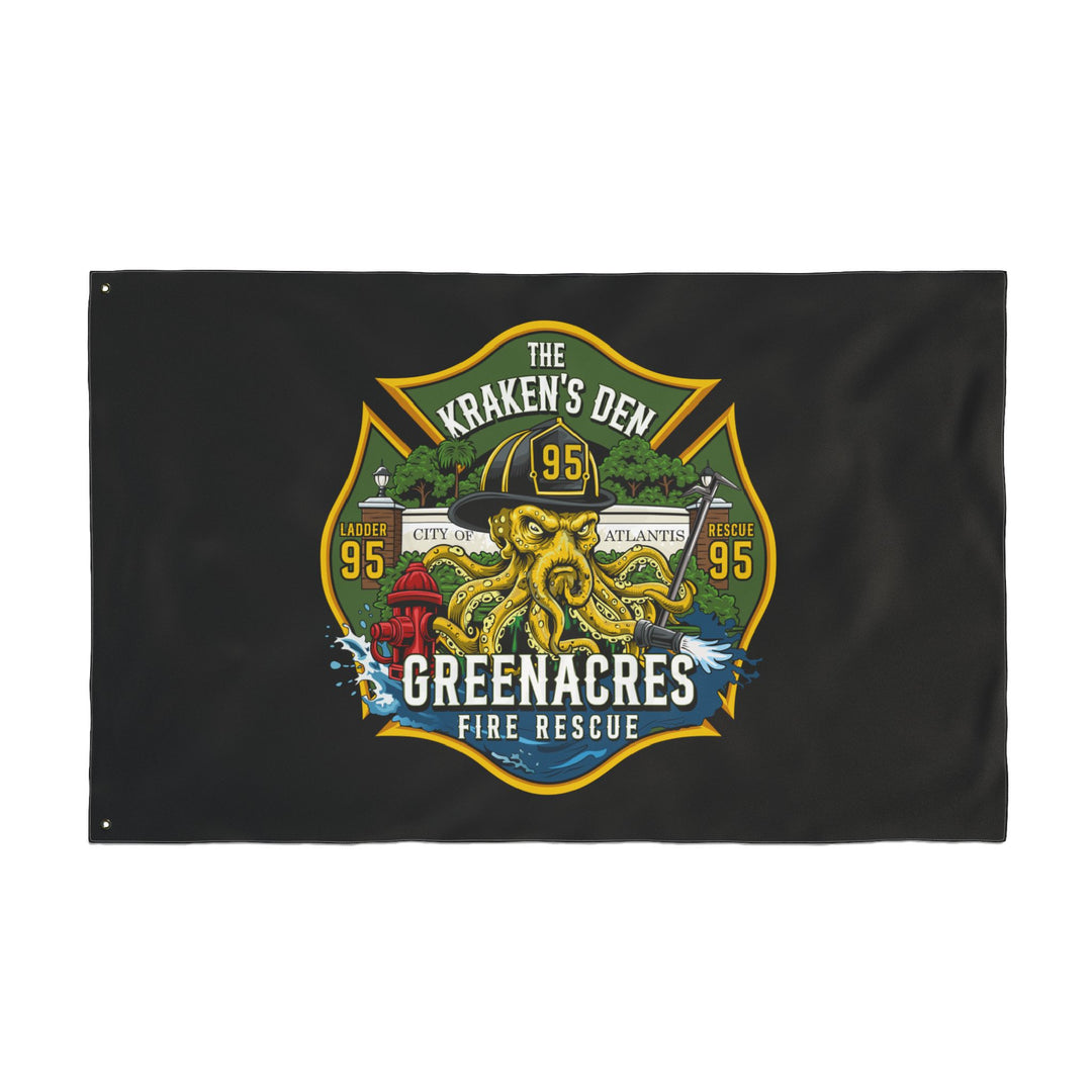 Greenacres Fire Rescue 95 Kraken HORIZONTAL Flag — Double-Sided Flag 30"x60"