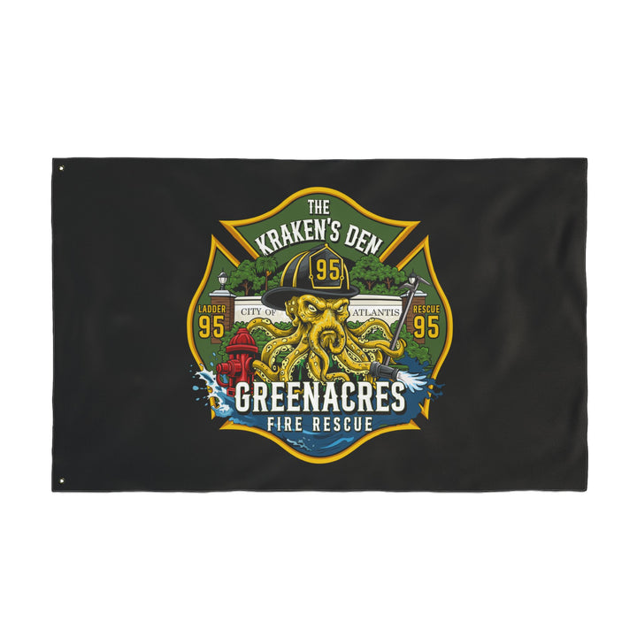 Greenacres Fire Rescue 95 Kraken HORIZONTAL Flag — Double-Sided Flag 30"x60"