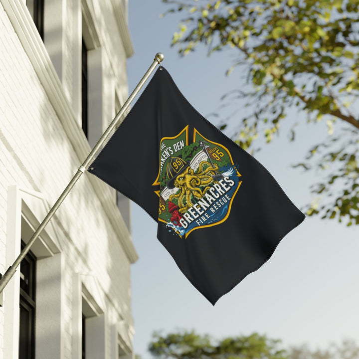 Greenacres Fire Rescue 95 Kraken VERTICAL Flag — Double-Sided Flag 30"x60"