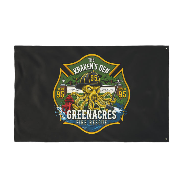 Greenacres Fire Rescue 95 Kraken HORIZONTAL Flag — Double-Sided Flag 30"x60"