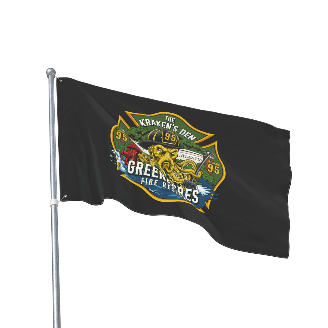 Greenacres Fire Rescue 95 Kraken HORIZONTAL Flag — Double-Sided Flag 30"x60"