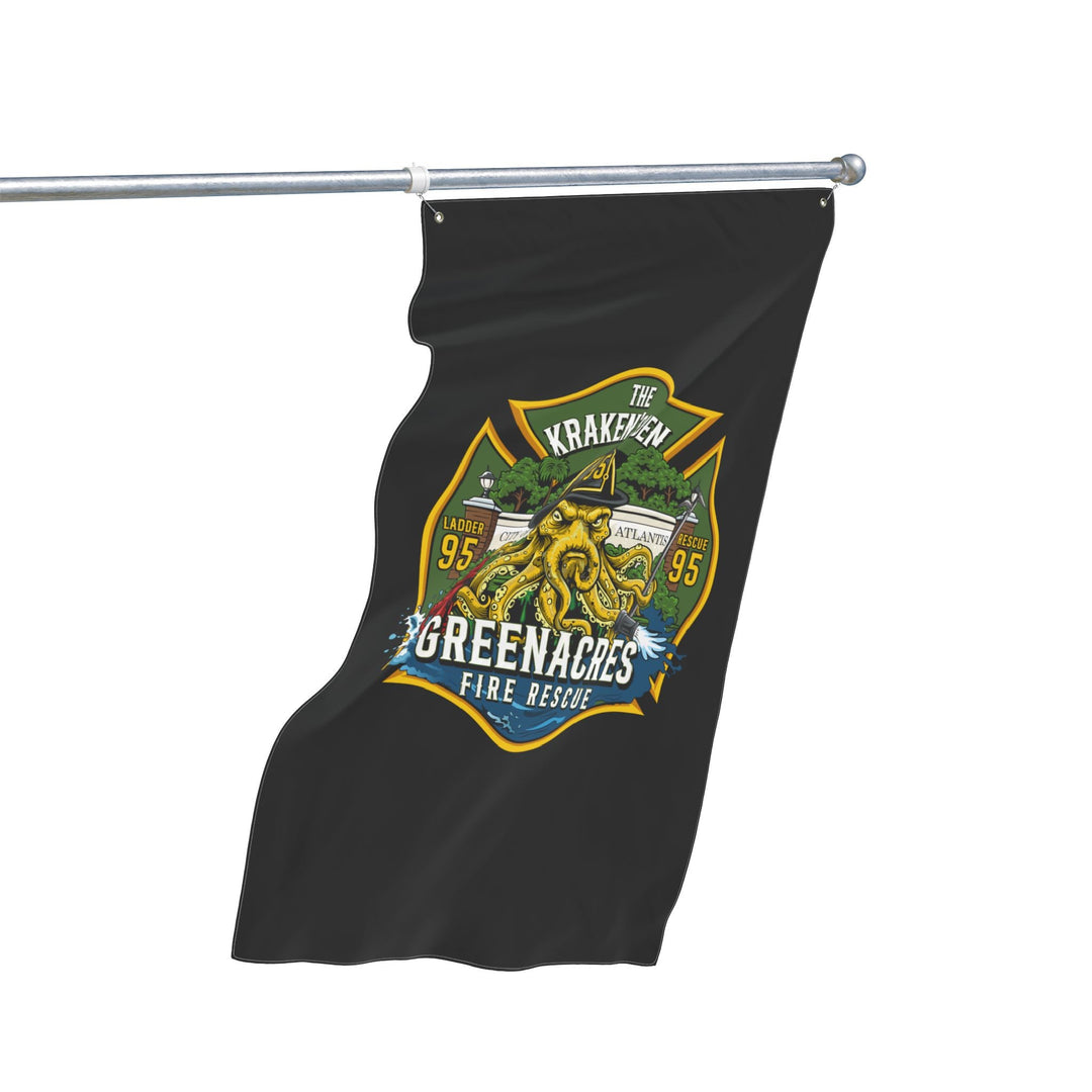 Greenacres Fire Rescue 95 Kraken VERTICAL Flag — Double-Sided Flag 30"x60"
