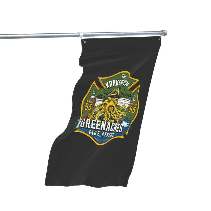 Greenacres Fire Rescue 95 Kraken VERTICAL Flag — Double-Sided Flag 30"x60"