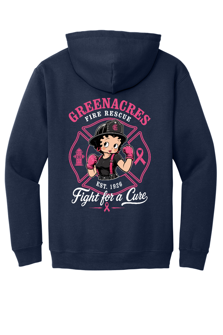 GFR Breast Cancer Awareness 2026 Betty Boop hoodie back Navy Gildan 18500
