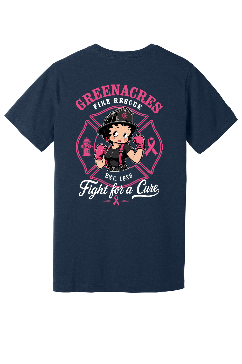 GFR Breast Cancer Awareness 2026 Betty Boop shirt back Navy Bella Canvas 3001CVC