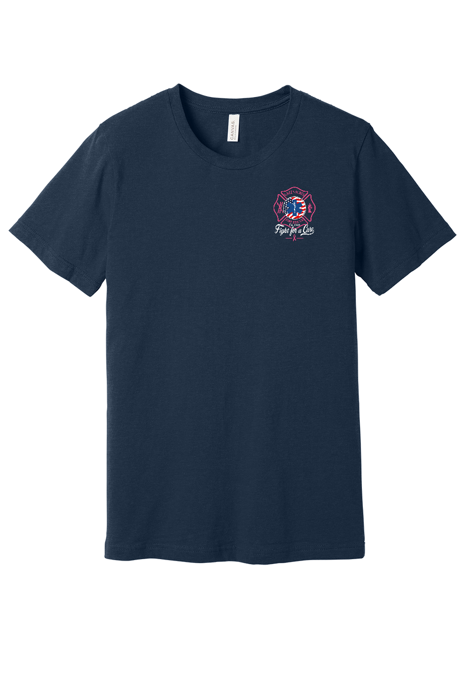 GFR Breast Cancer Awareness 2026 shirt front left chest Navy Bella Canvas 3001CVC