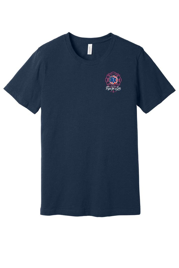 GFR Breast Cancer Awareness 2026 shirt front left chest Navy Bella Canvas 3001CVC