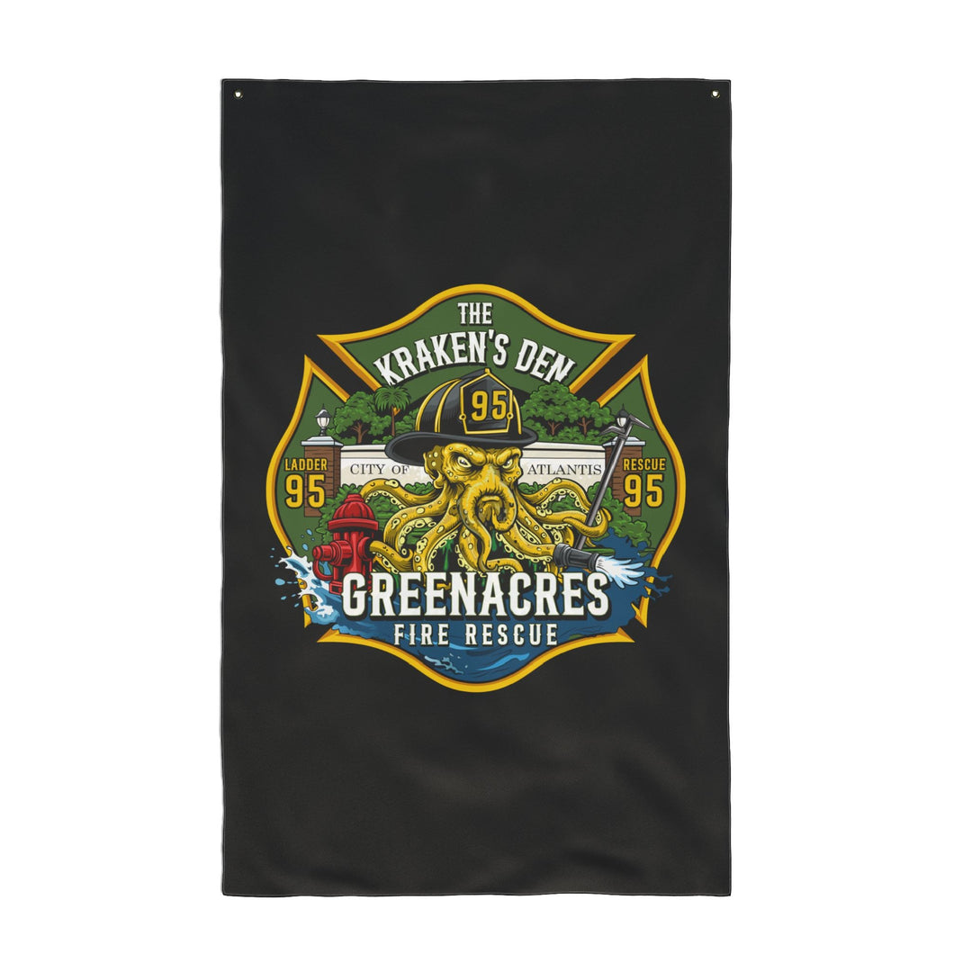 Greenacres Fire Rescue 95 Kraken VERTICAL Flag — Double-Sided Flag 30"x60"