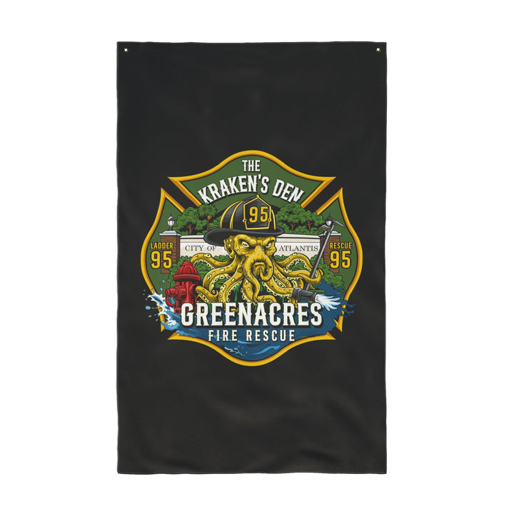 Greenacres Fire Rescue 95 Kraken VERTICAL Flag — Double-Sided Flag 30"x60"