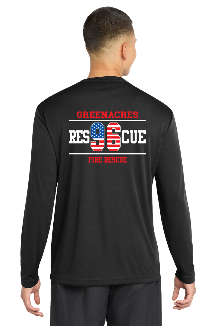 TALL VERSION GFR R96 Flag Design Sport-Tek Tall 100% Poly Moisture Wicking Long Sleeve Crew Neck Black