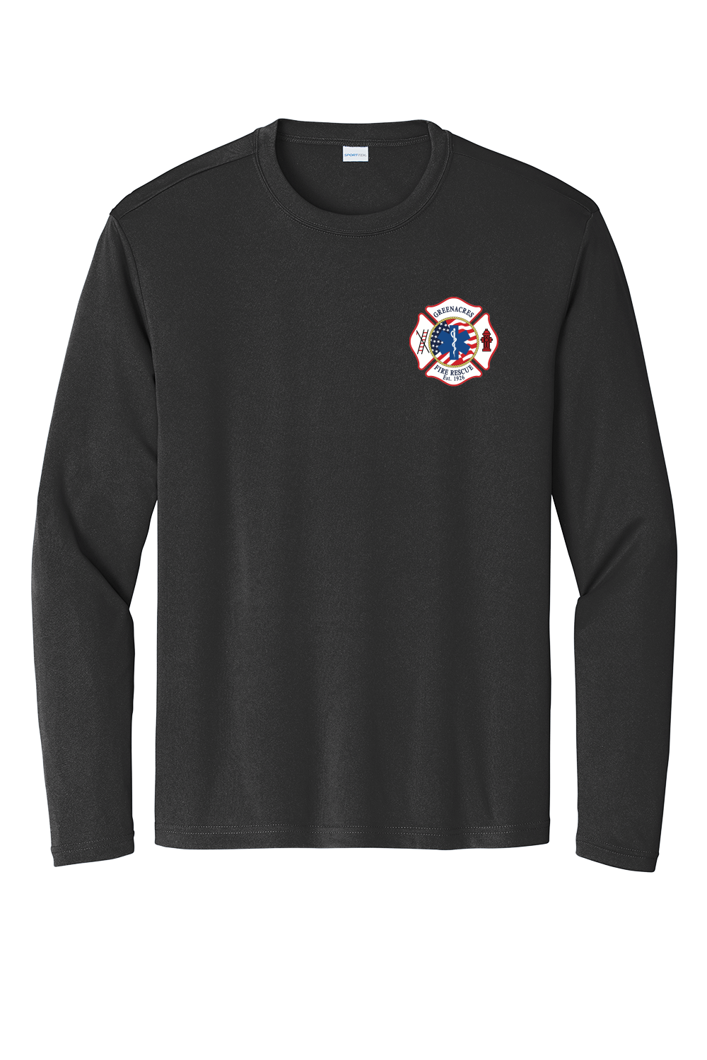 GFR R96 Flag Design Greenacres R96 Flag Design ST350LS 100% Polyester Moisture Wicking Long Sleeve Crewneck