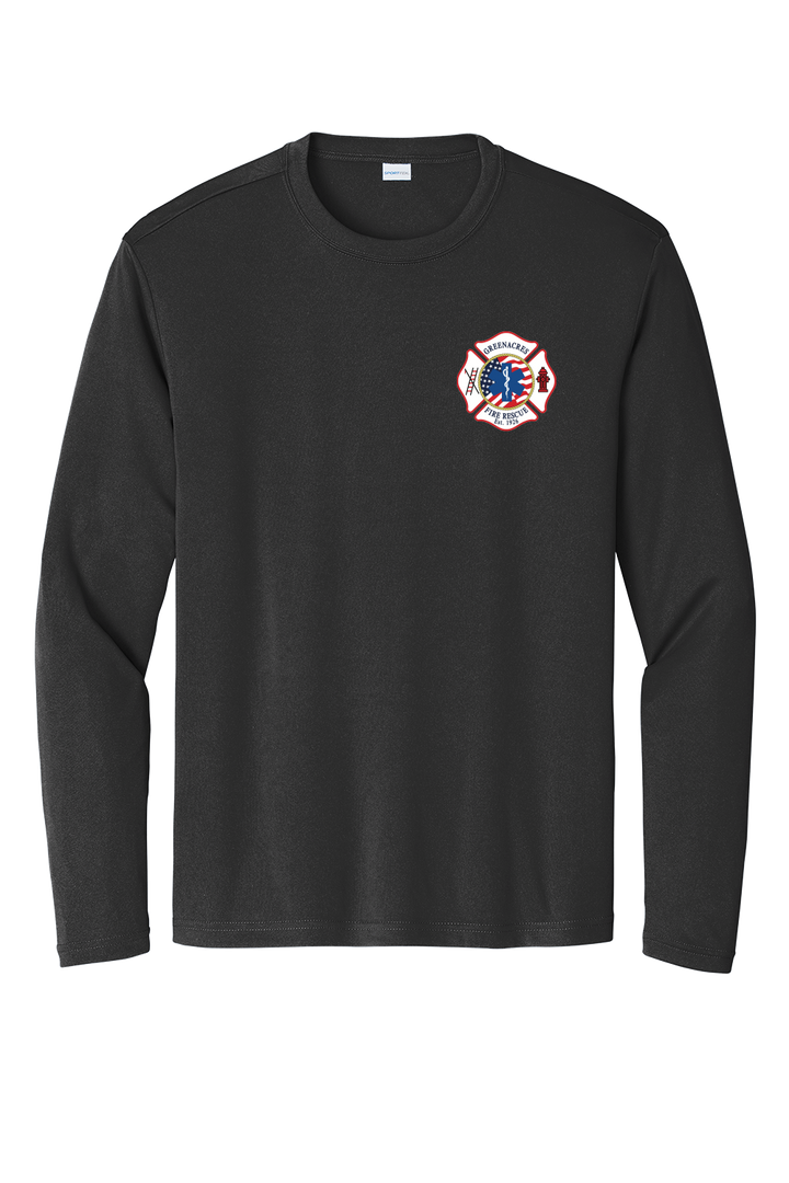 GFR R96 Flag Design Greenacres R96 Flag Design ST350LS 100% Polyester Moisture Wicking Long Sleeve Crewneck