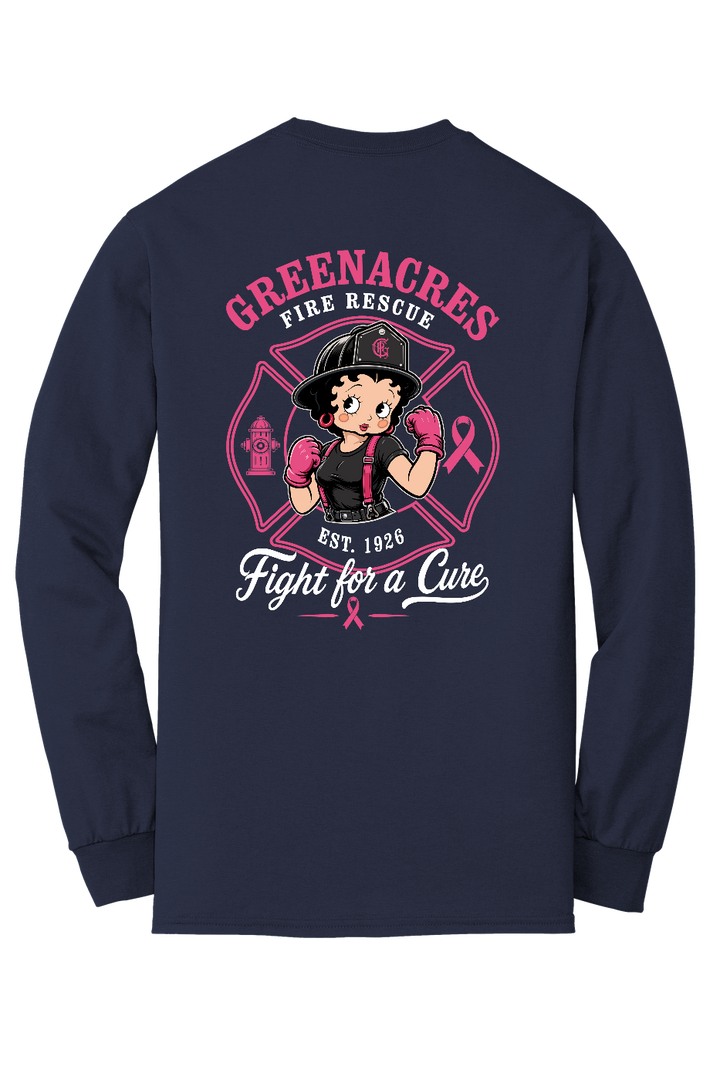 GFR Breast Cancer Awareness 2026 Betty Boop long sleeve back Navy Gildan 8400