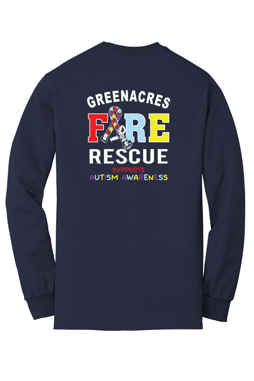 GAFR Autism 50/50 DryBlend Long Sleeve Crew Neck Navy
