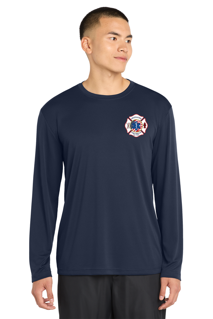 TALL VERSION GFR R96 Flag Design Sport-Tek Tall 100% Poly Moisture Wicking Long Sleeve Crew Neck Navy