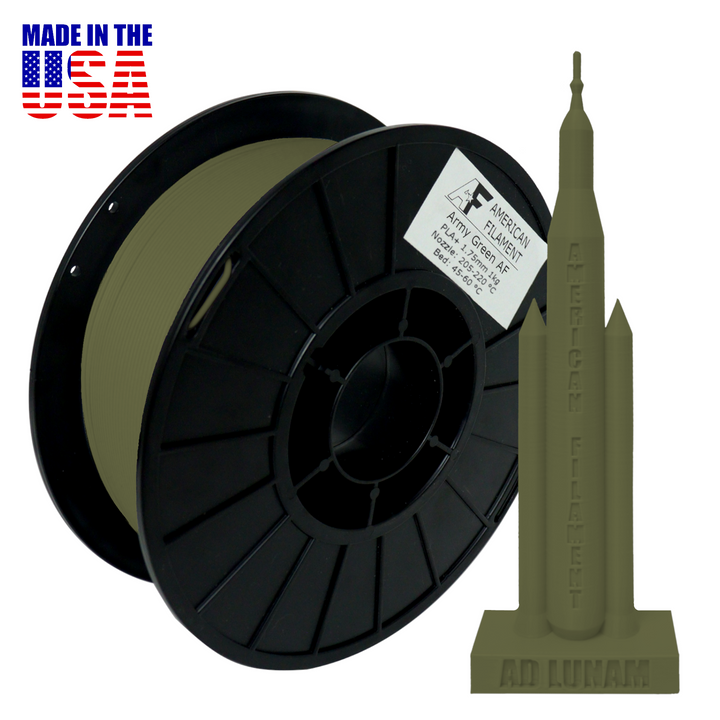 Army Green AF PLA+ 3D Printer Filament, 1.75 mm Diameter Made in the USA!
