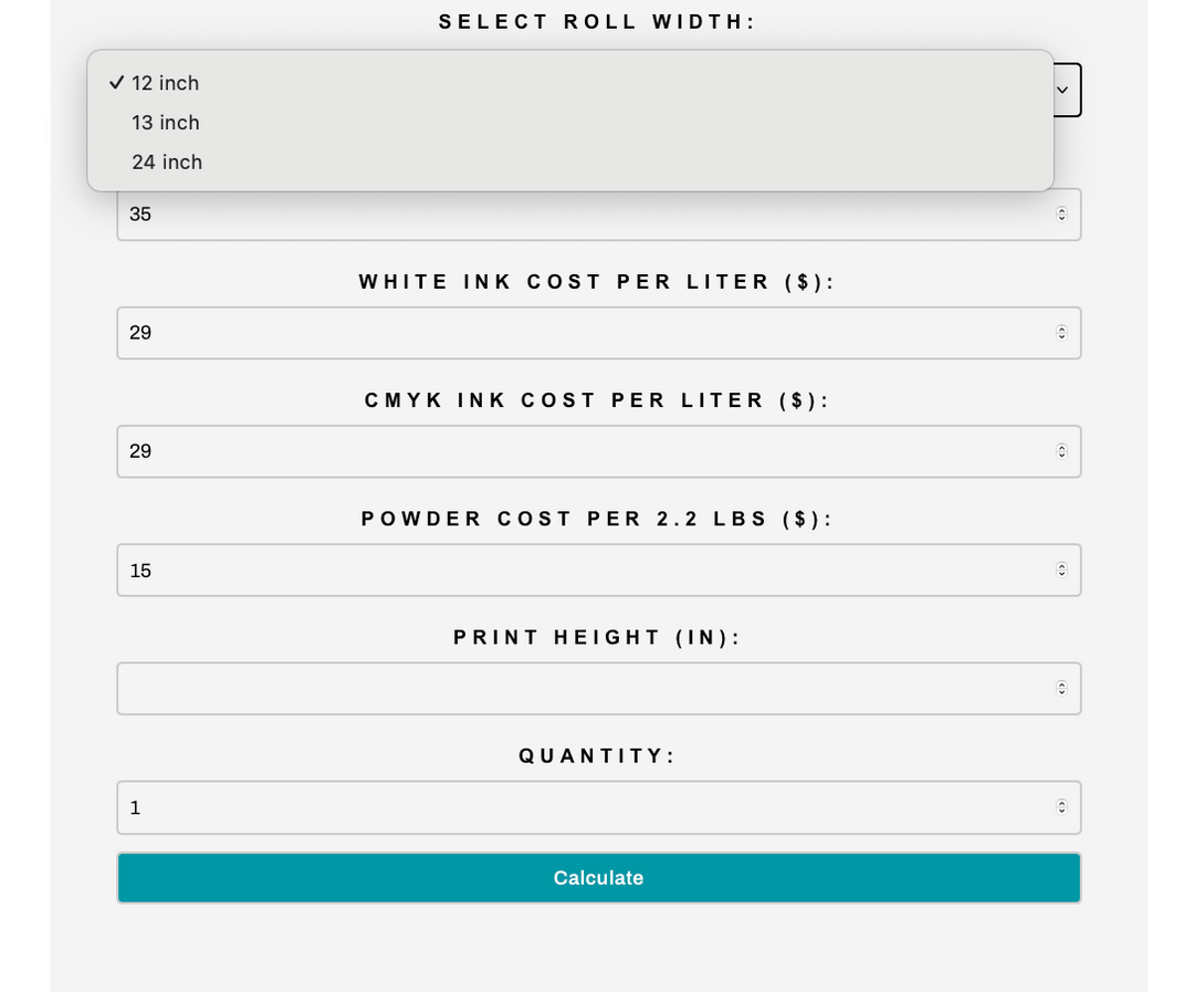 DTF Cost Calculator Subscription