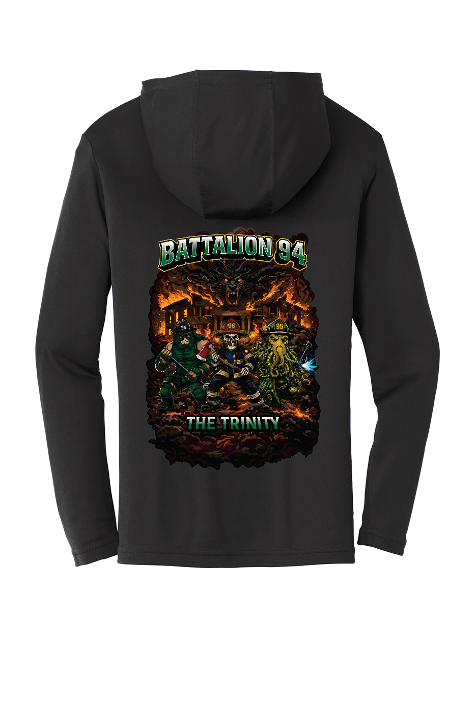 GFR Battalion 94 Trinity Poly Moisture-Wicking Long Sleeve Hoodie Black – back