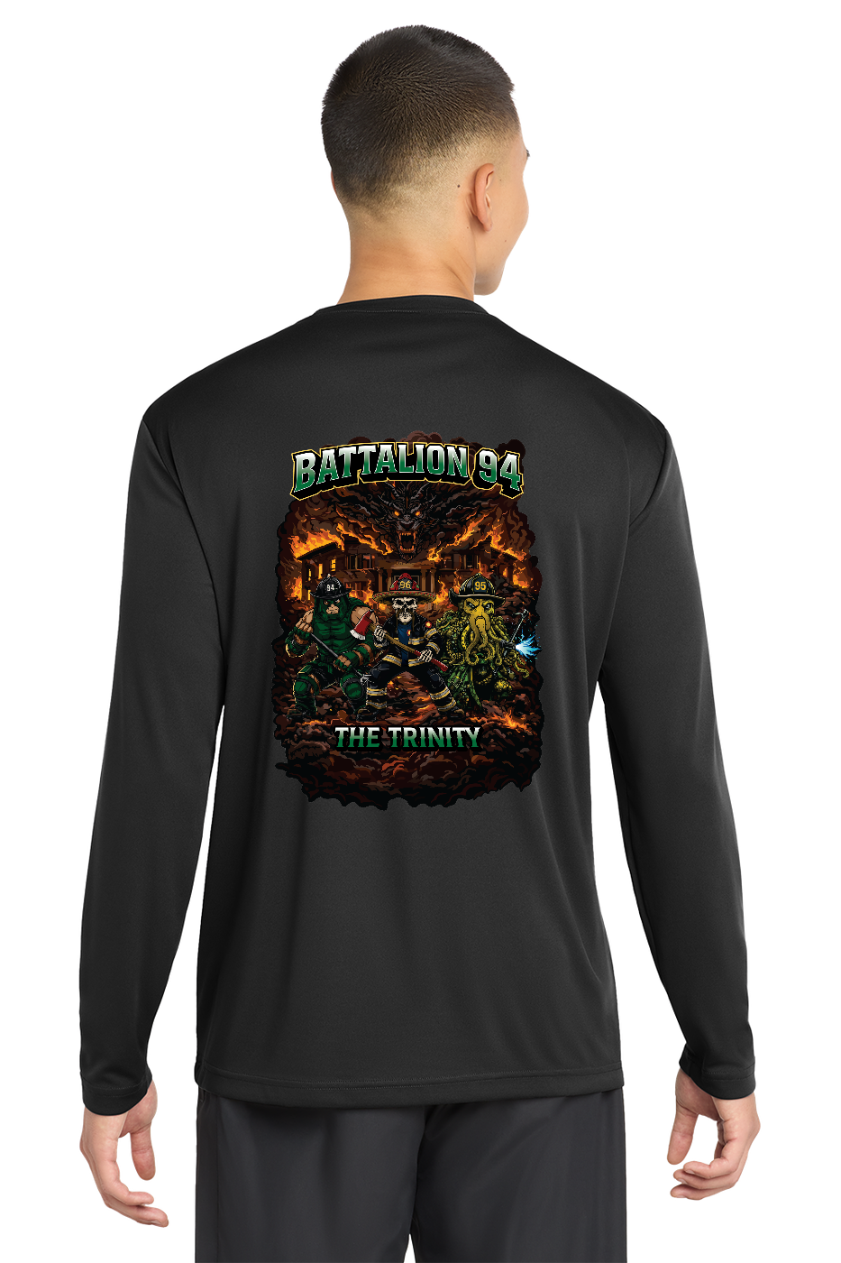 Tall GFR Battalion 94 Trinity Long Sleeve Poly Moisture Wicking Black – back