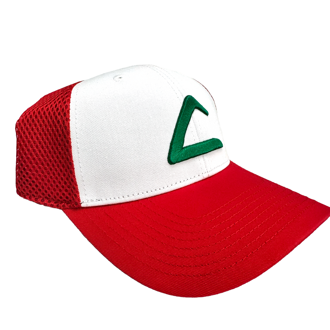 Ash Ketchum Trainers Hat with 3D Puff Embroidery and adjustable Snapback Mesh Hat | AP (