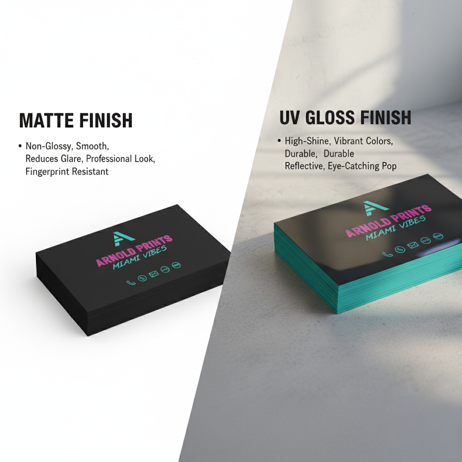 Matte vs UV gloss business card finish comparison