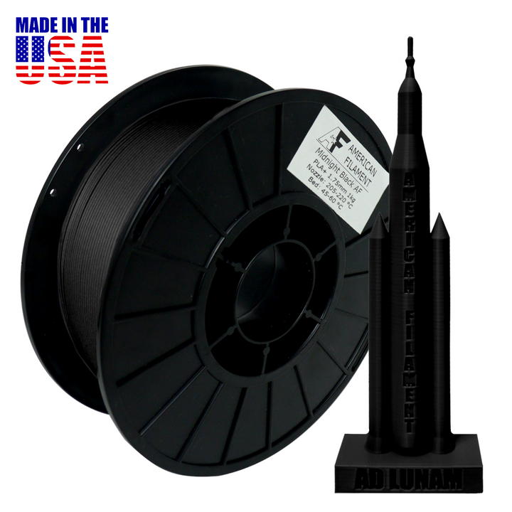 Matte Black AF PLA+ 3D Printer Filament, 1.75 mm Diameter Made in the USA!