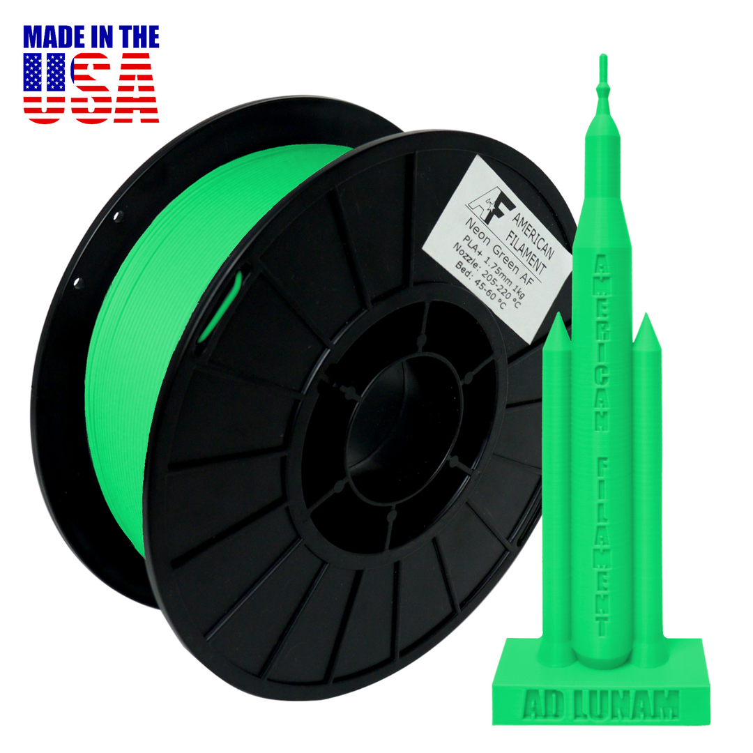 Neon Green AF PLA+ 3D Printer Filament, 1.75 mm Diameter Made in the USA!