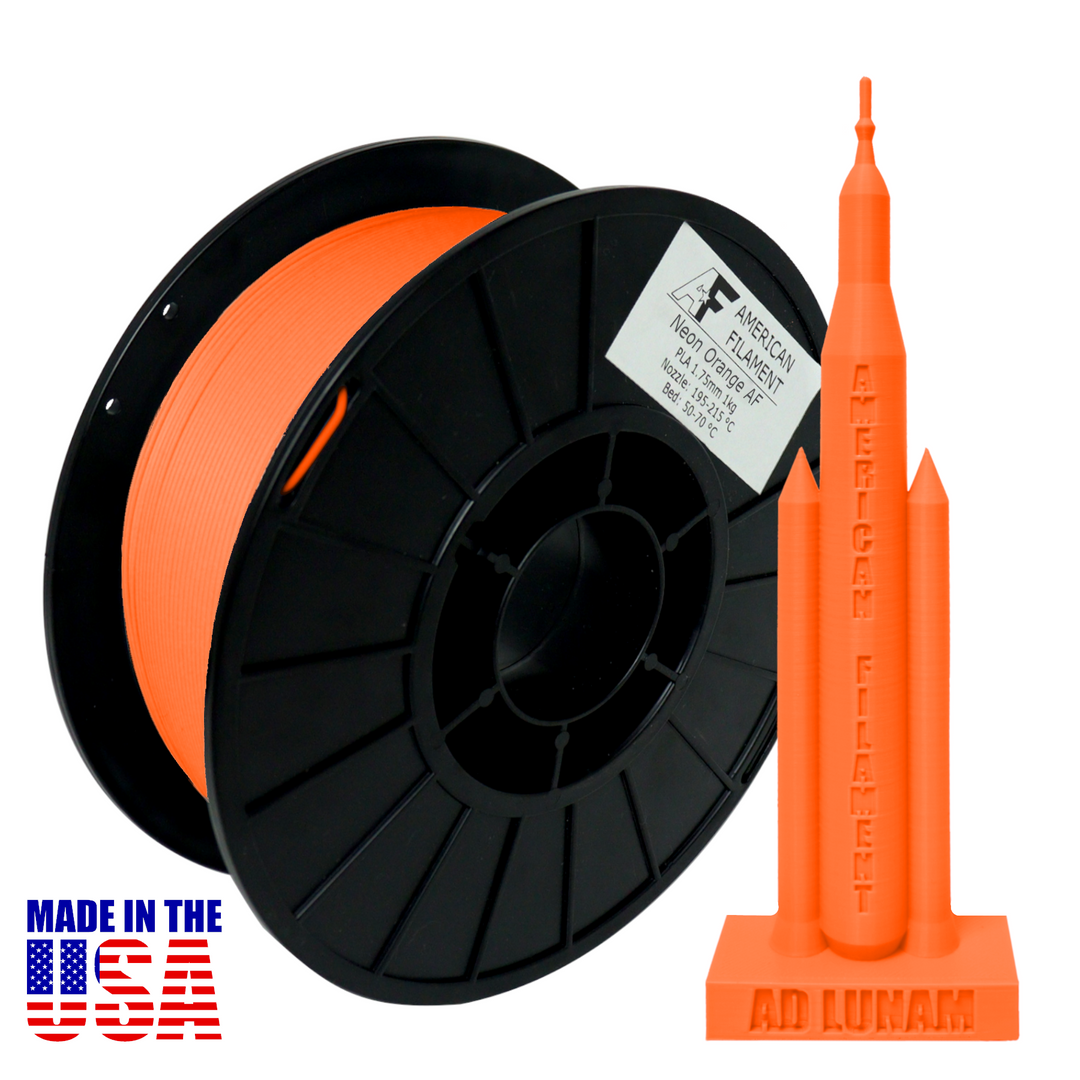 Neon Orange AF PLA+ 3D Printer Filament, 1.75 mm Diameter Made in the USA!