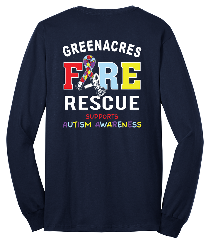 Tall Version Autism Awareness GFR NAVY 50/50 DryBlend Long Sleeve Crew Neck