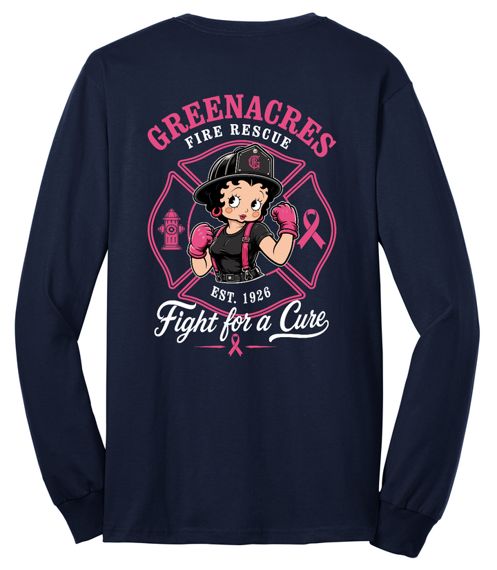 Tall GFR Breast Cancer Awareness 2026 Betty Boop long sleeve back Navy Port and Company PC55LST