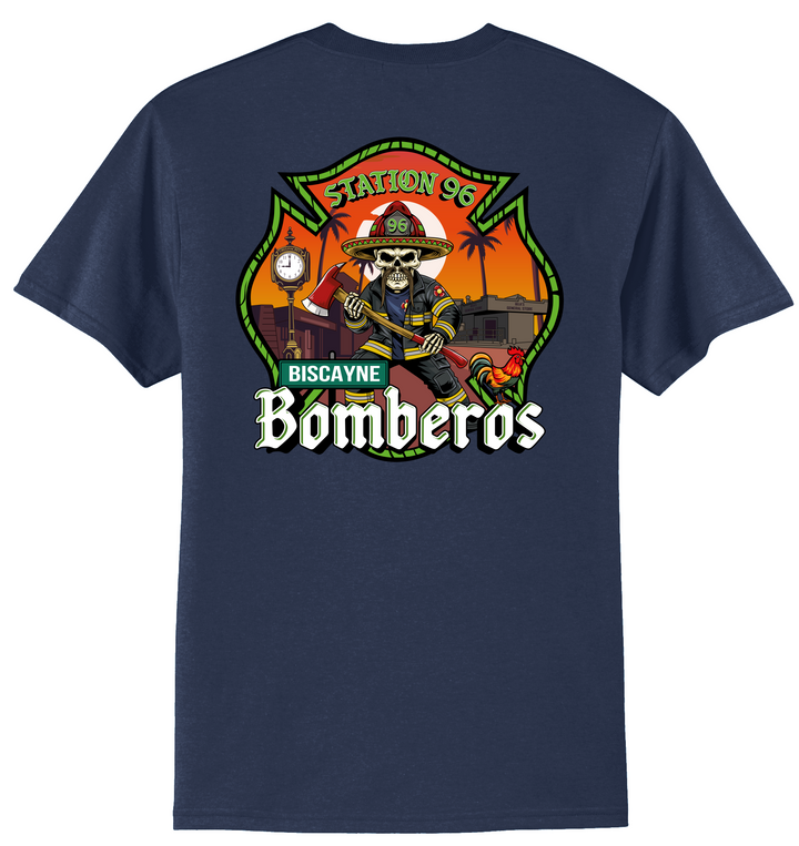 TALL VERSION GFR R96 Bomberos Navy  50/50 blend Short Sleeve Crew Neck