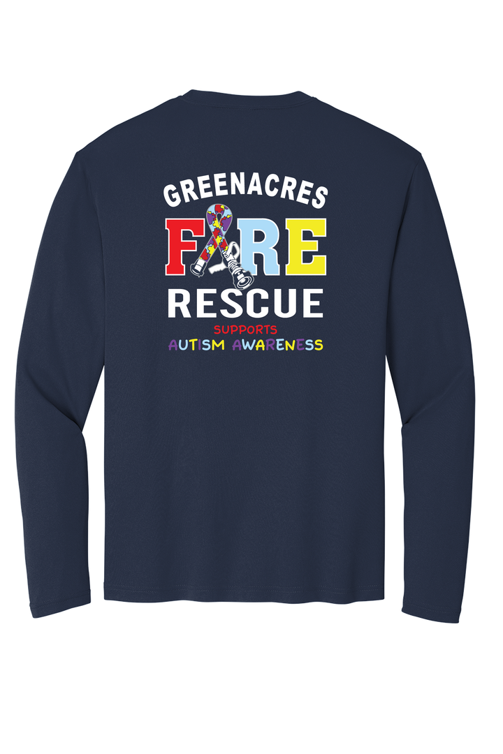 GAFR  Autism Long Sleeve Navy Crew Neck 100% Poly Moisture wicking