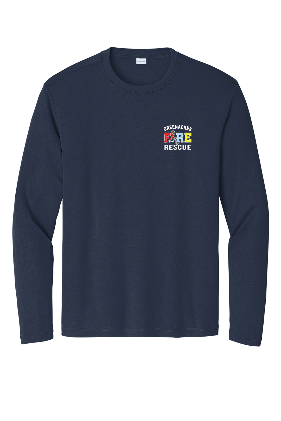 GAFR  Autism Long Sleeve Navy Crew Neck 100% Poly Moisture wicking