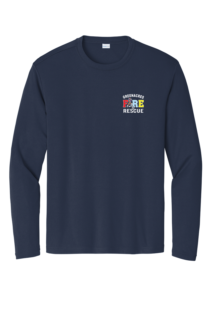 GAFR  Autism Long Sleeve Navy Crew Neck 100% Poly Moisture wicking