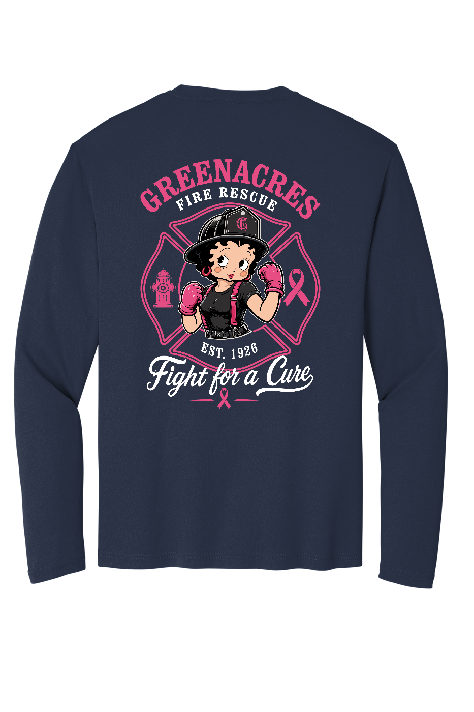 GFR Breast Cancer Awareness 2026 Betty Boop moisture wicking long sleeve back Navy ST350LS