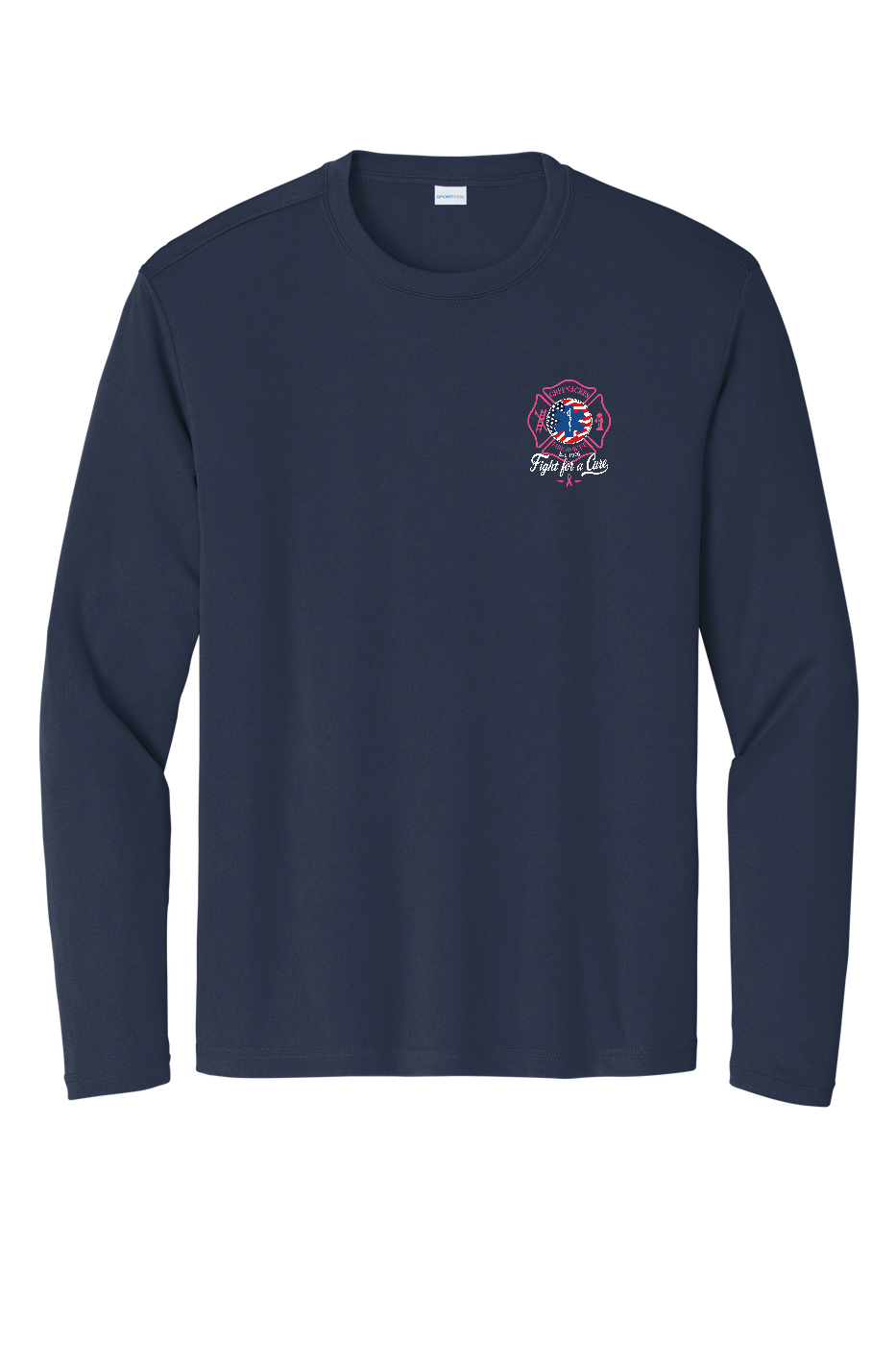 GFR Breast Cancer Awareness 2026 moisture wicking long sleeve front Navy ST350LS