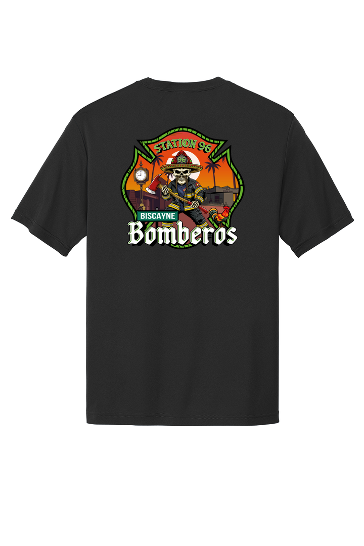 GFR R96 Bomberos Moisture Wicking 100% Poly Short Sleeve Crew Neck BLACK