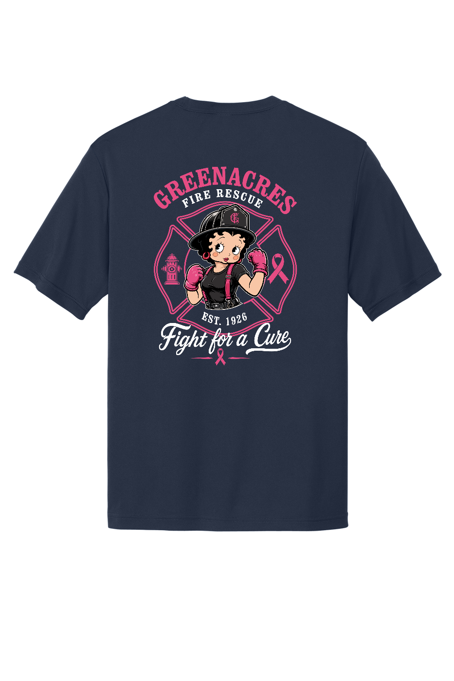 GFR Breast Cancer Awareness 2026 Betty Boop moisture wicking shirt back Navy ST350