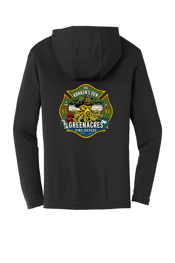 GFR R95 Kraken Black 100% poly  Moisture-wicking Long sleeve hoodie