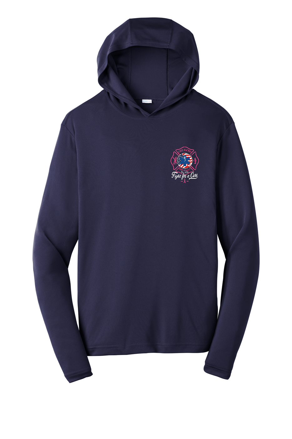 GFR Breast Cancer Awareness 2026 moisture wicking hoodie front Navy ST358